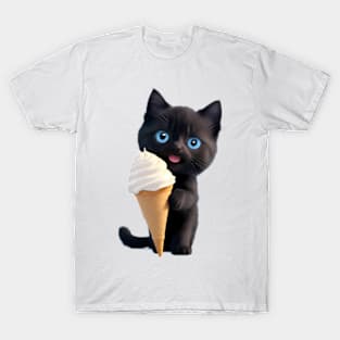 Cute Kitten's Ice Cream Delight T-Shirt